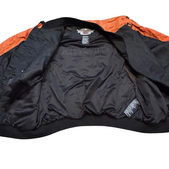 Harley Davidson Moto Racing Bomber Jacket Men’s Size 2XL Orange & Black - Picture 4 of 7